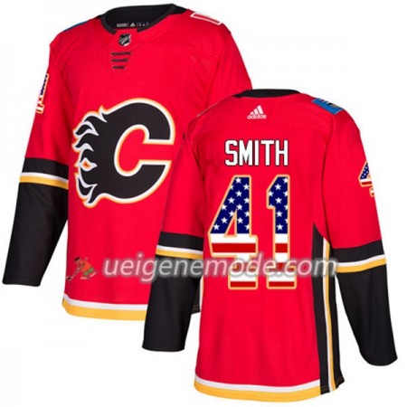 Herren Eishockey Calgary Flames Trikot Mike Smith 41 Adidas 2017-2018 Rot USA Flag Fashion Authentic